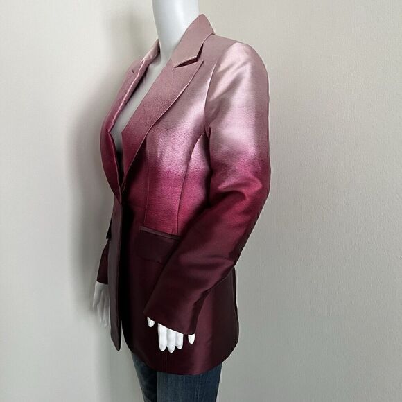 Carlisle Collection Womens Blazer Jacket Size 2 Pink Ombre Single Button Dip Dye - Picture 4 of 9